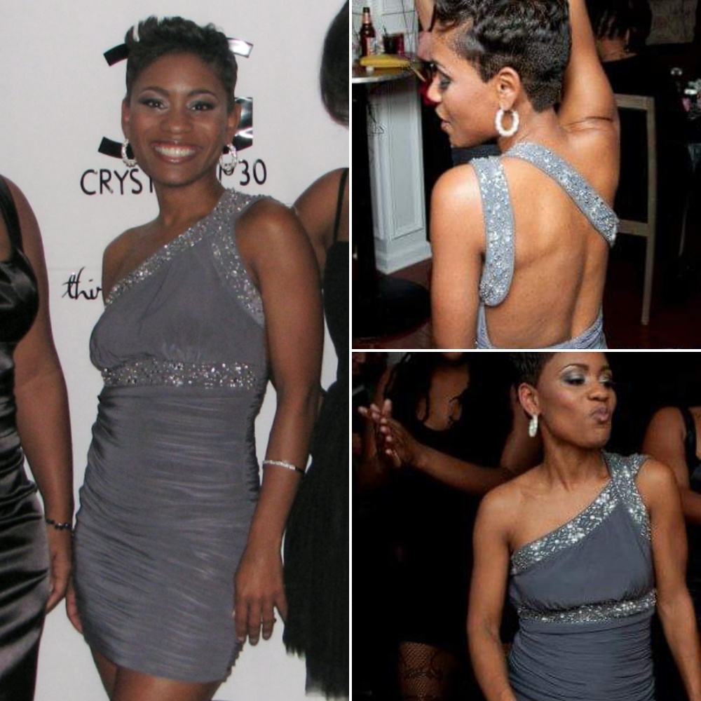Silver Party Dress with Rhinestones